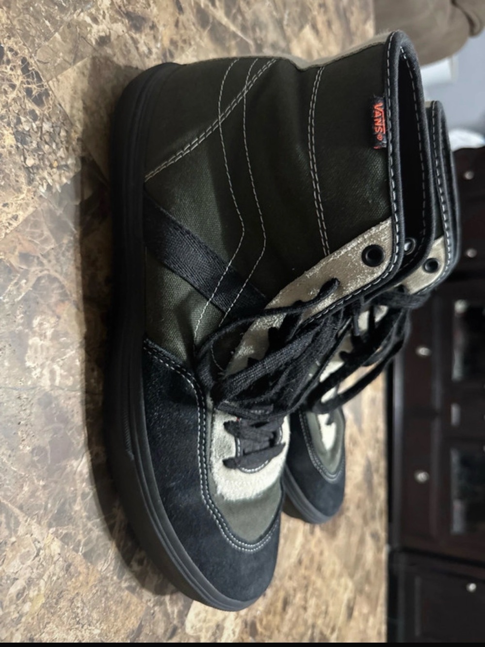 Vans Men’s High-Top Sneakers in Olive and Black